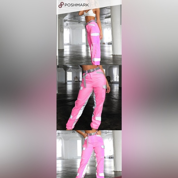 I.AM.GIA Neon Pink Reflective Neptune Track Pants NEW - Picture 9 of 9